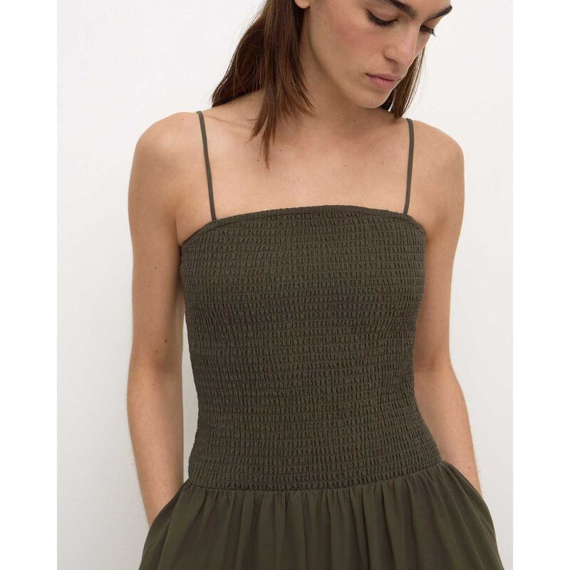 Assembly Label Connie Cotton Shirred Dress Dark Military image number 2